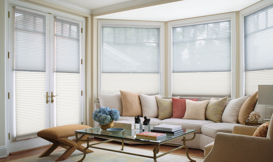 A sunroom equipped with Hunter Douglas motorized shades.