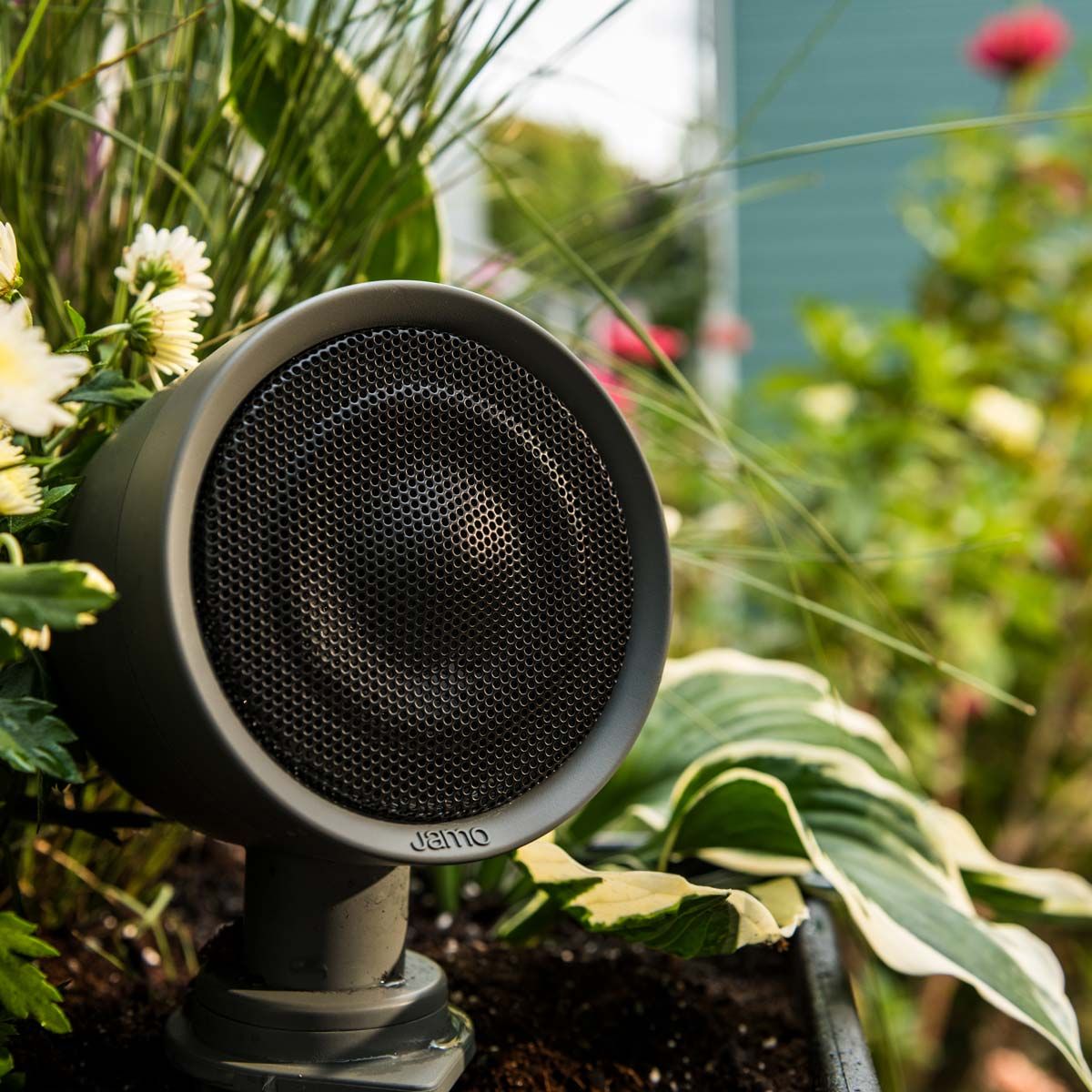 Klipsch speaker in garden outdoors